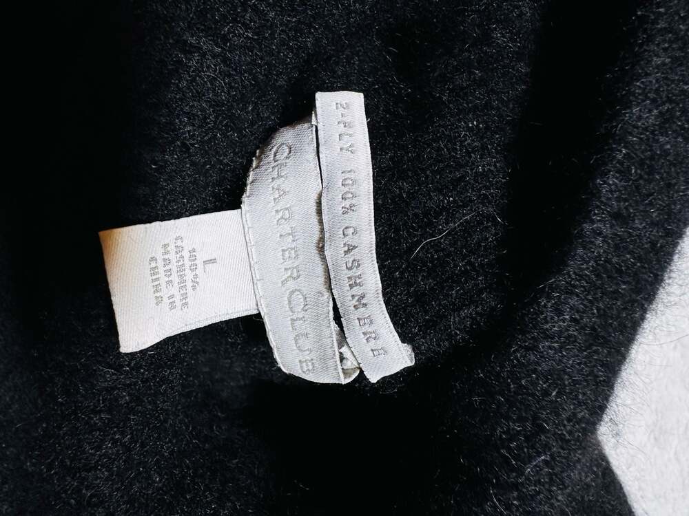 Charter Club 100% Cashmere 2-Ply Black Turtleneck Sweater Size L